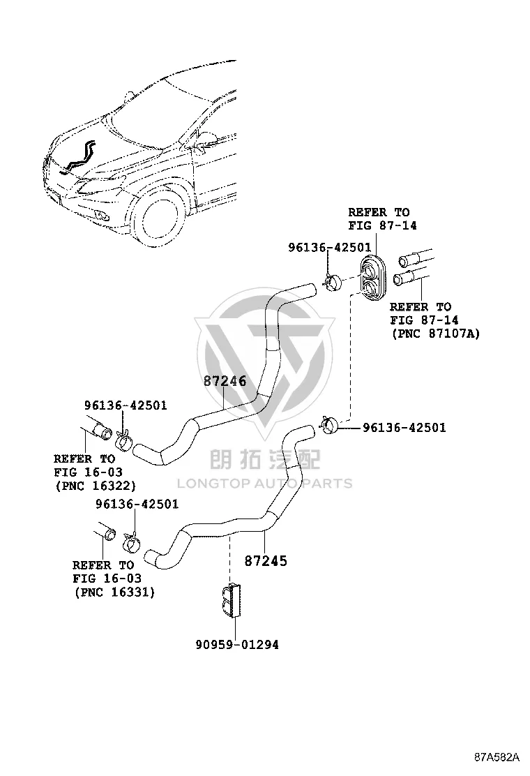 Heater Inlet Hose 87245-48D10 for Lexus RX270