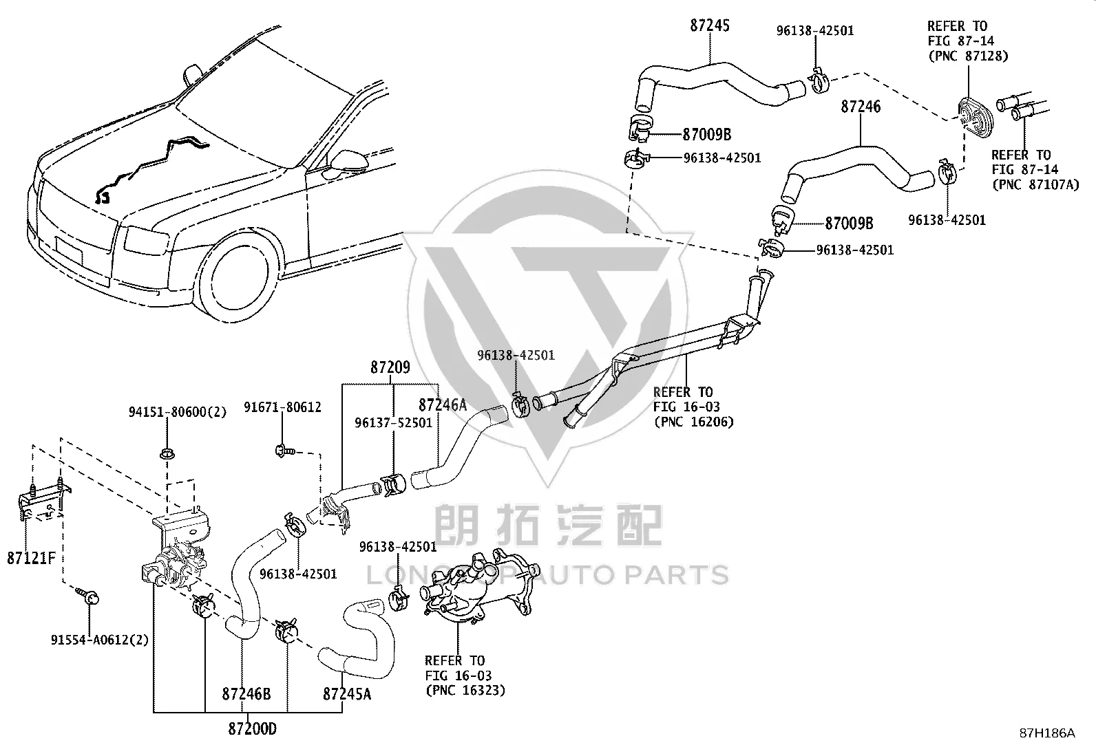 Heater Inlet Hose 87245-50390 for Toyota Century