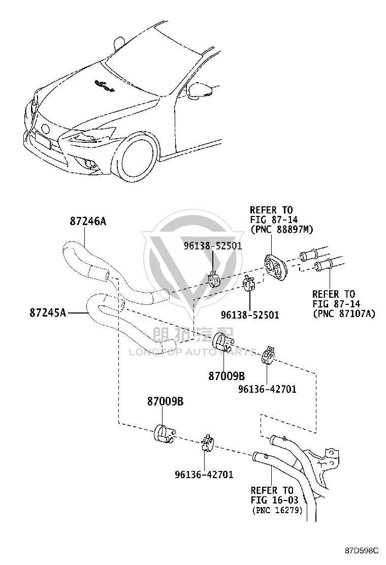 Warm air supply water pipe 87245-53180 for Toyota MARK X