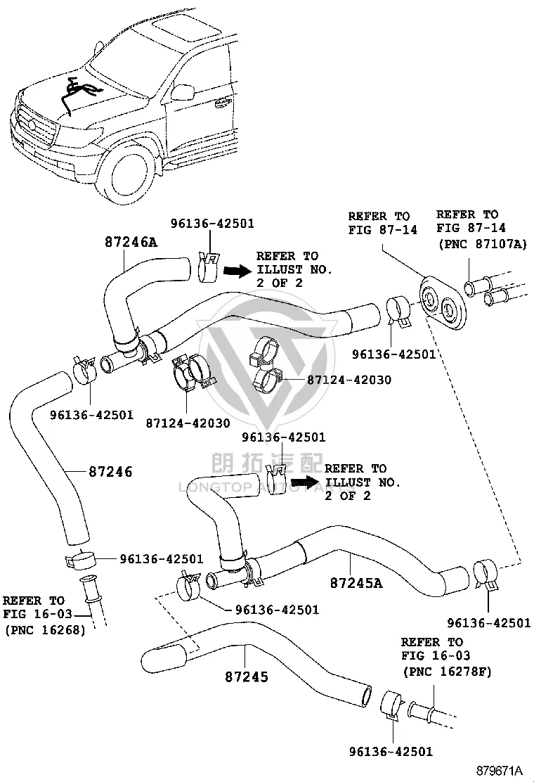 Warm Air Water Pipe 87245-60B60 for Toyota Land Cruiser