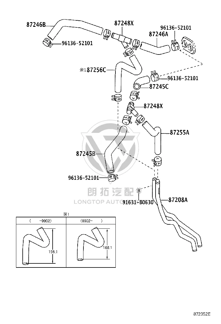 Heater Inlet Hose 87245-6A111 for Toyota Land Cruiser 100