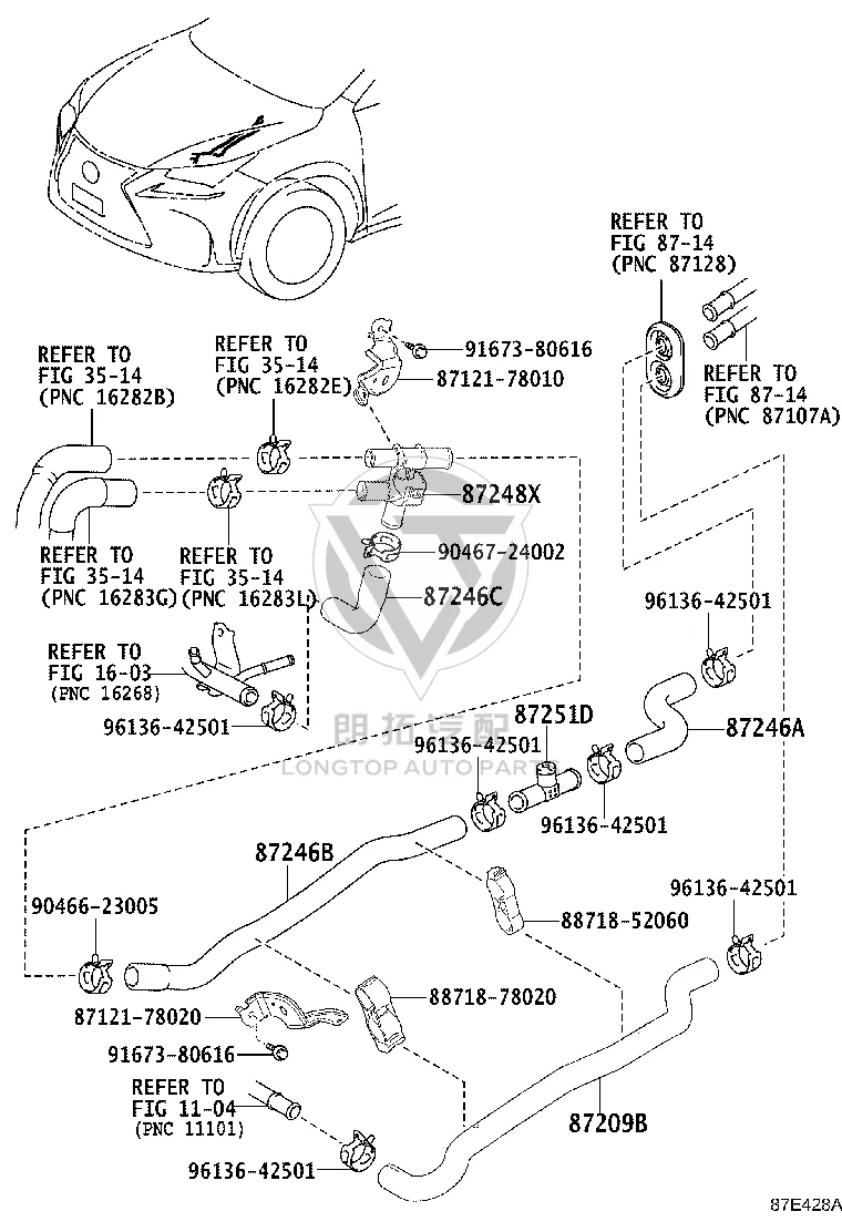 Heater Outlet Hose 87245-78020 for Lexus NX Series