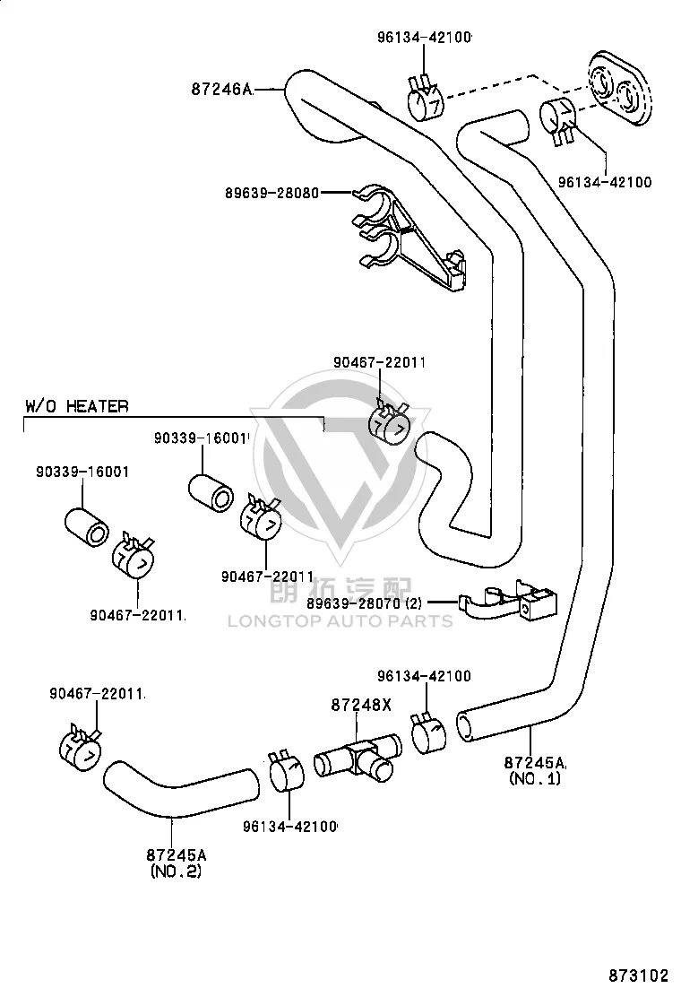 Heater Inlet Pipe Interface 87248-08030 for Toyota TOWNACE