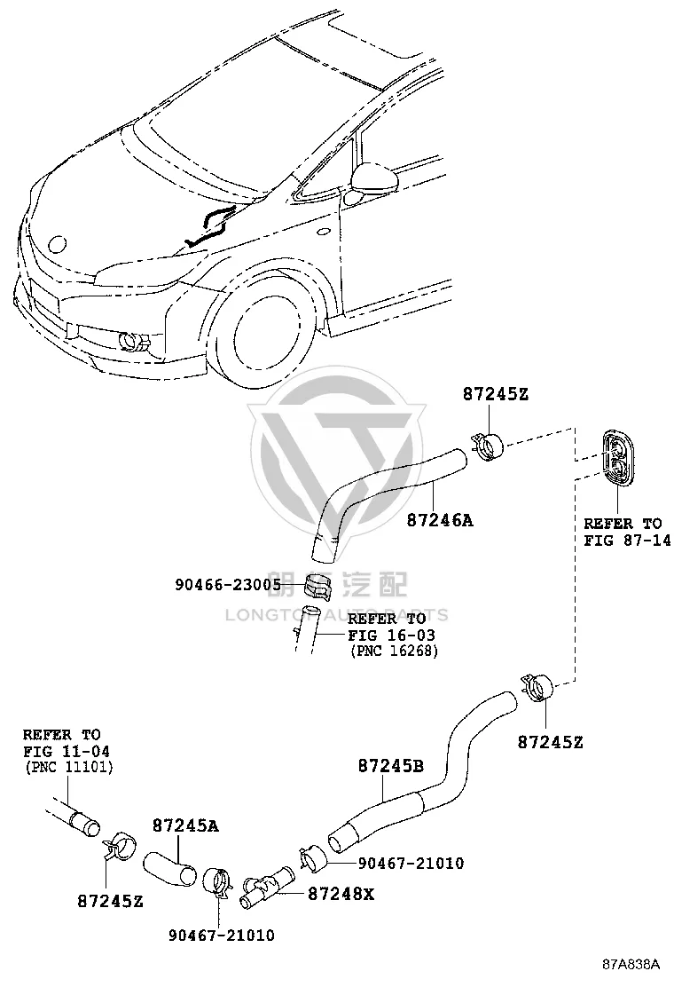 Water Pipe Sub-Assembly 87248-20380 for Toyota Alphard