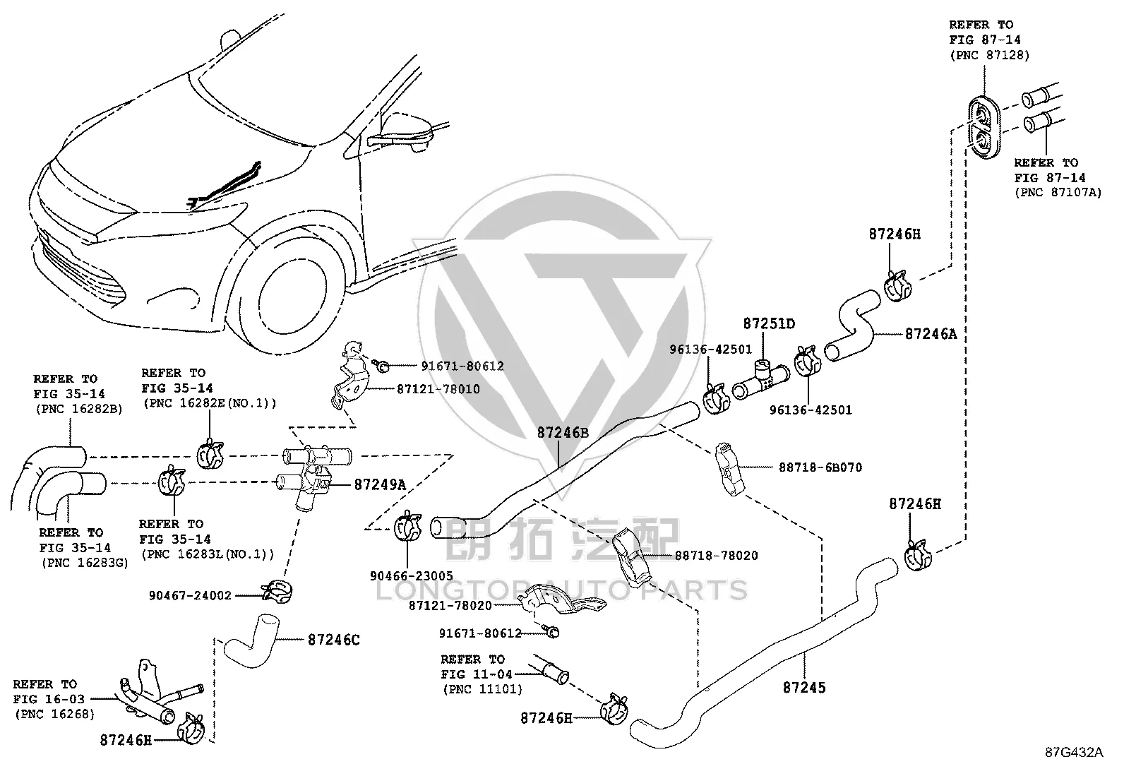 Heater Water Pipe 87248-78010 for Toyota HARRIER