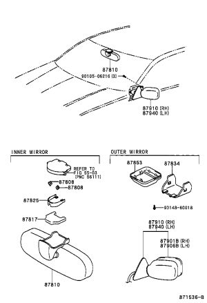 Interior rearview mirror base 87853-24020 for Toyota Aristo