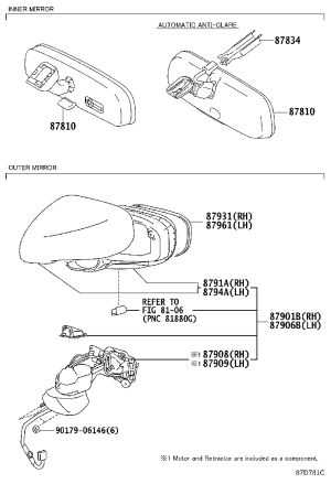 Rearview Mirror (Left) 87961-33750 for Lexus ES240