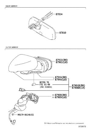 Rearview Mirror Subassembly (Right) 87901-53100A1 for Lexus IS250