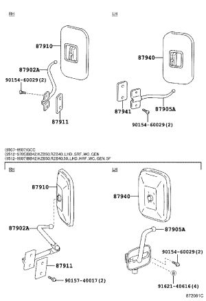 Door Mirror Stay RH 87902-36010 for Toyota Coaster