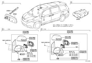 Side Mirror Glass Right 87903-08050 for Toyota Sienna