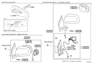 Side Mirror Assembly 87940-48280-B0 for Lexus RX300