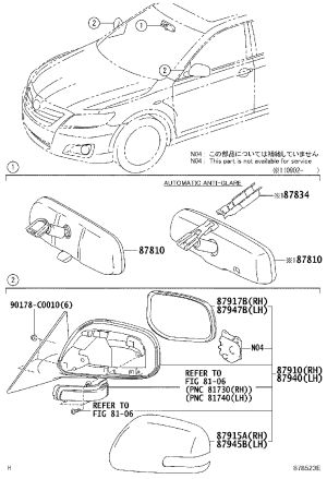 Door Mirror Glass LH 87961-06330 for Toyota Camry