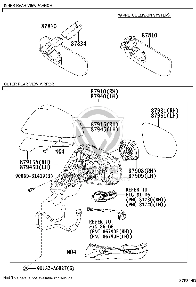 Rearview Mirror Housing (Right) 87915-0E060 for Lexus RX450H/350