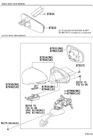 Side Mirror Assembly Right 87910-24481A1 for Lexus RC F