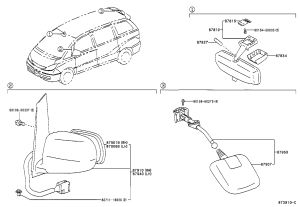 Right Side Mirror Assembly 87910-28660 for Toyota Previa