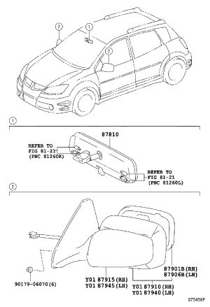 Rearview Mirror Housing Right 879151-2010 for Toyota Voltz
