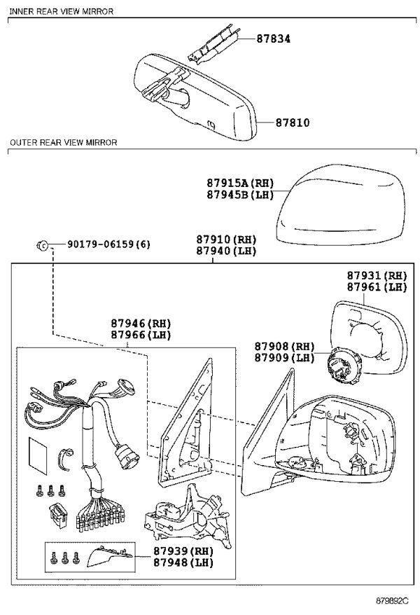 Rearview Mirror Housing Left 87945-60020 for Toyota Land Cruiser