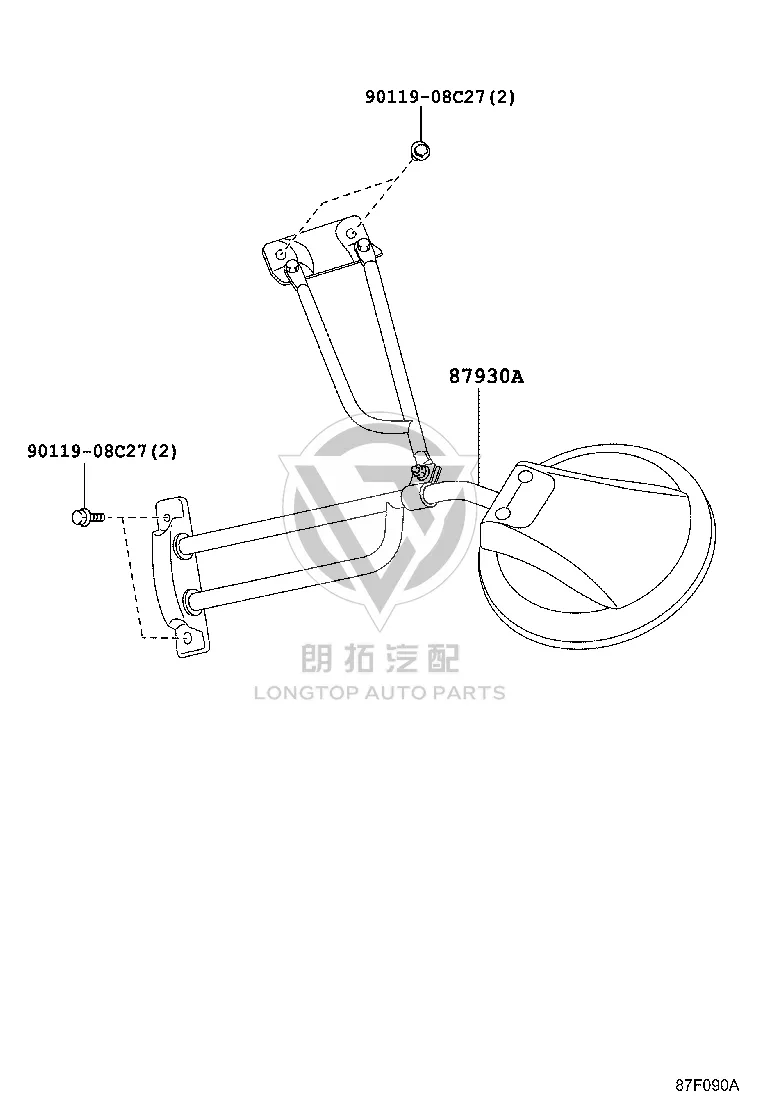 Exterior Rearview Mirror Assembly 87930-0S010 for Toyota Coaster