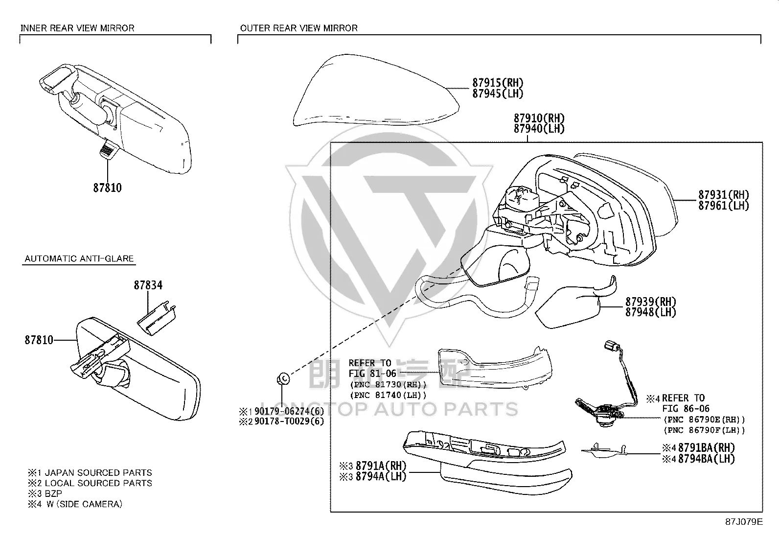 Left Rearview Mirror Housing 87945-0K918 for Toyota Corolla Cross