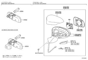 Rearview Mirror Housing (Left) 87945-0T020-A0 for Toyota Avalon