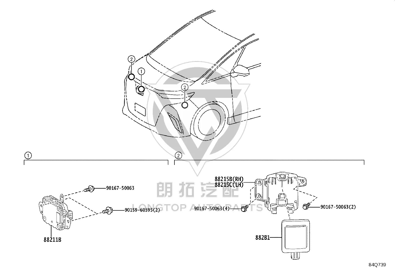 Front Radar Sensor Right Bracket 88215-V2010 for Toyota Alphard