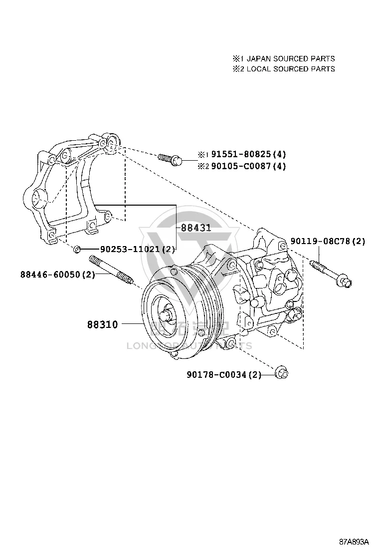 Air conditioning pump 883100-0E050 for Toyota Highlander