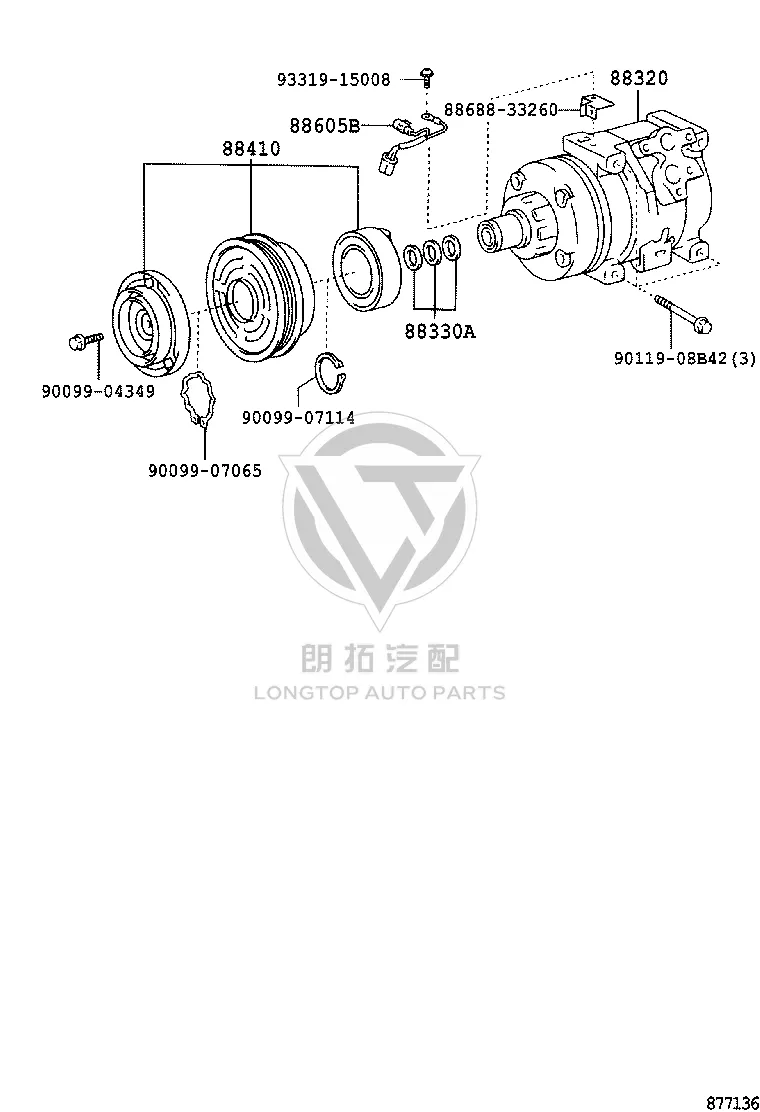Air Conditioning Pump 88320-02120 for Toyota Corolla