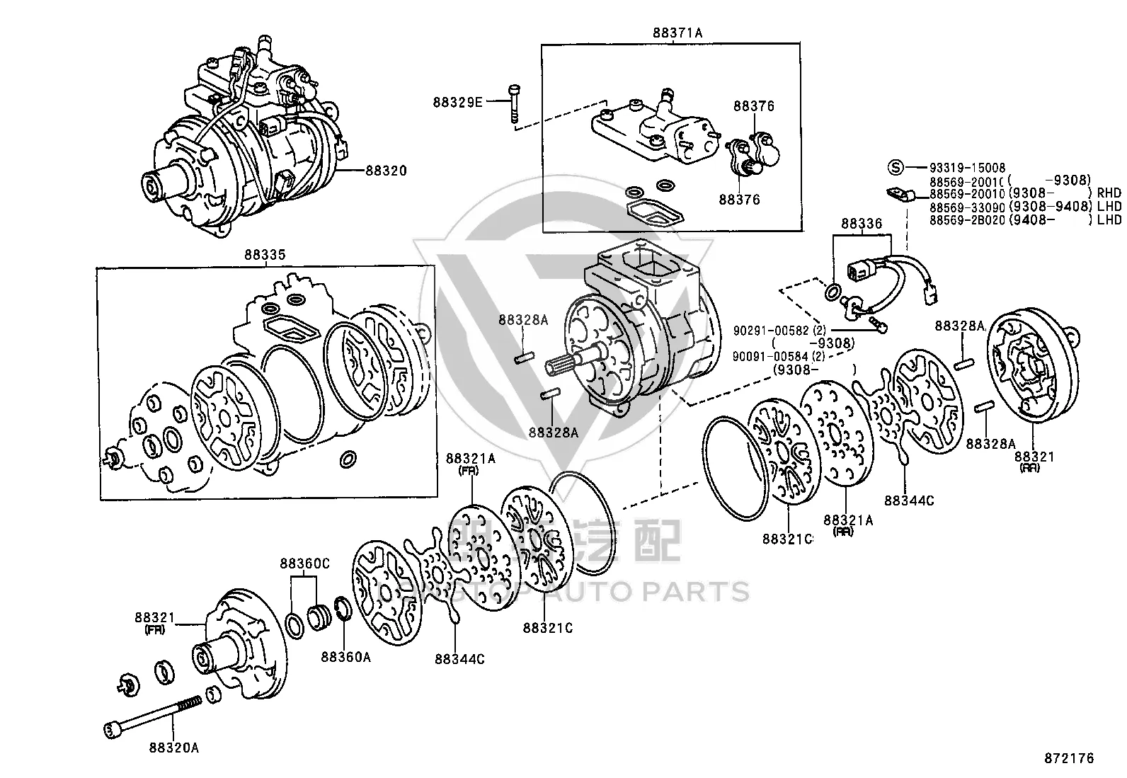 Air conditioning pump 88320-33010 for Toyota Camry