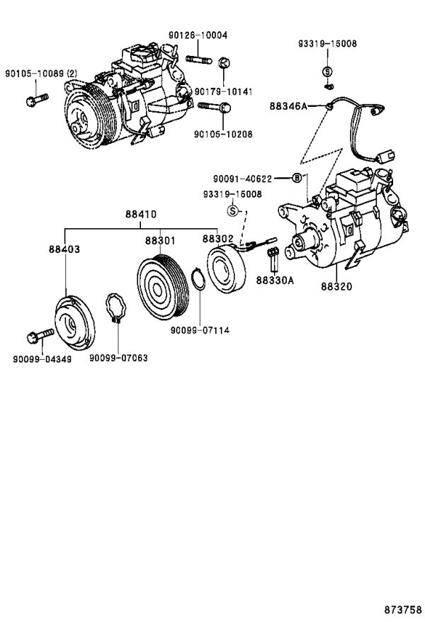 AC Compressor Revolution Sensor 88346-2A010 for Toyota Crown