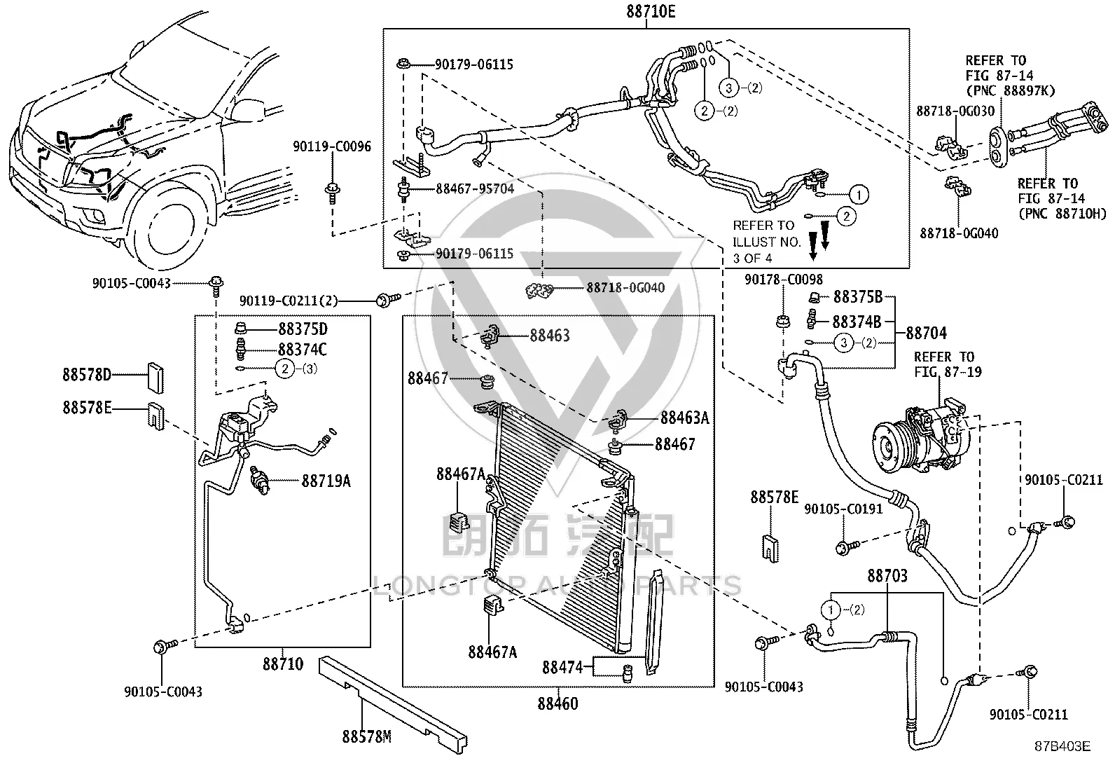 AIR CONDENSER NO. 1 BRACKET 88463-0G010 for Toyota Land Cruiser Prado