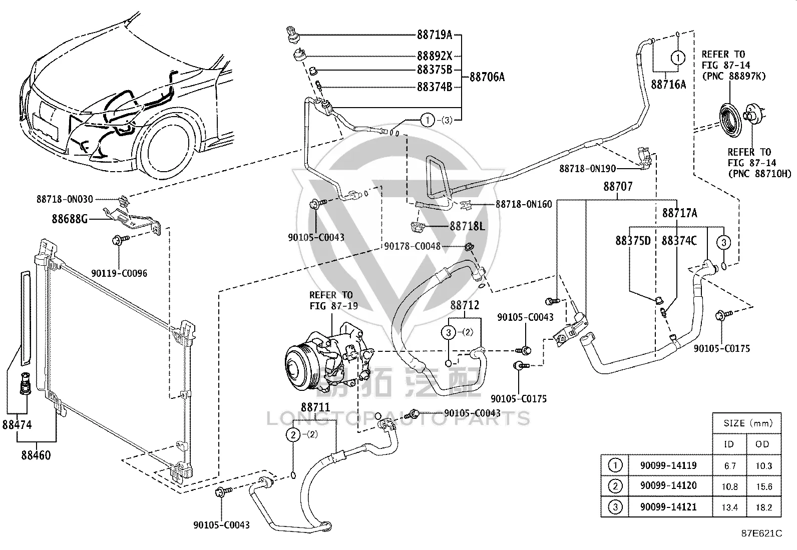 Condenser 88460-0N050 for Toyota Crown