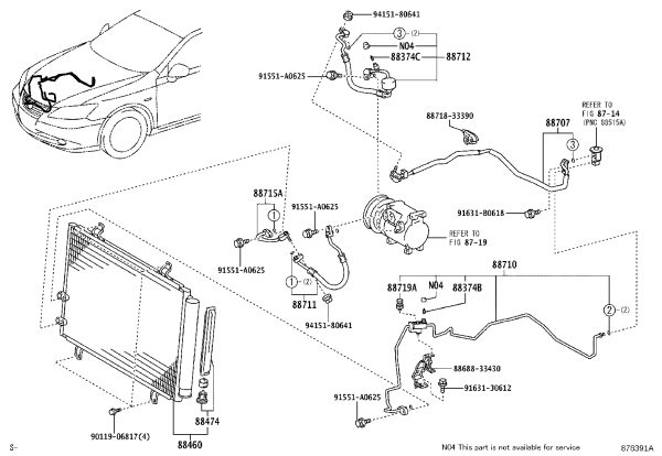 AC Low Pressure Suction Hose 88707-33100 for Lexus ES350