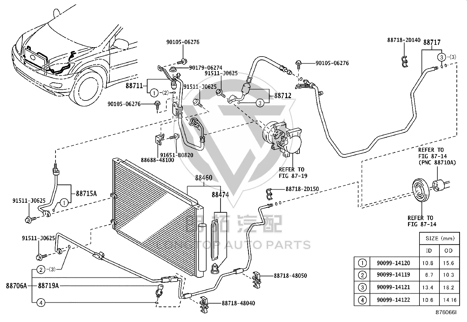AC Condenser 88460-48041 for Toyota Harrier
