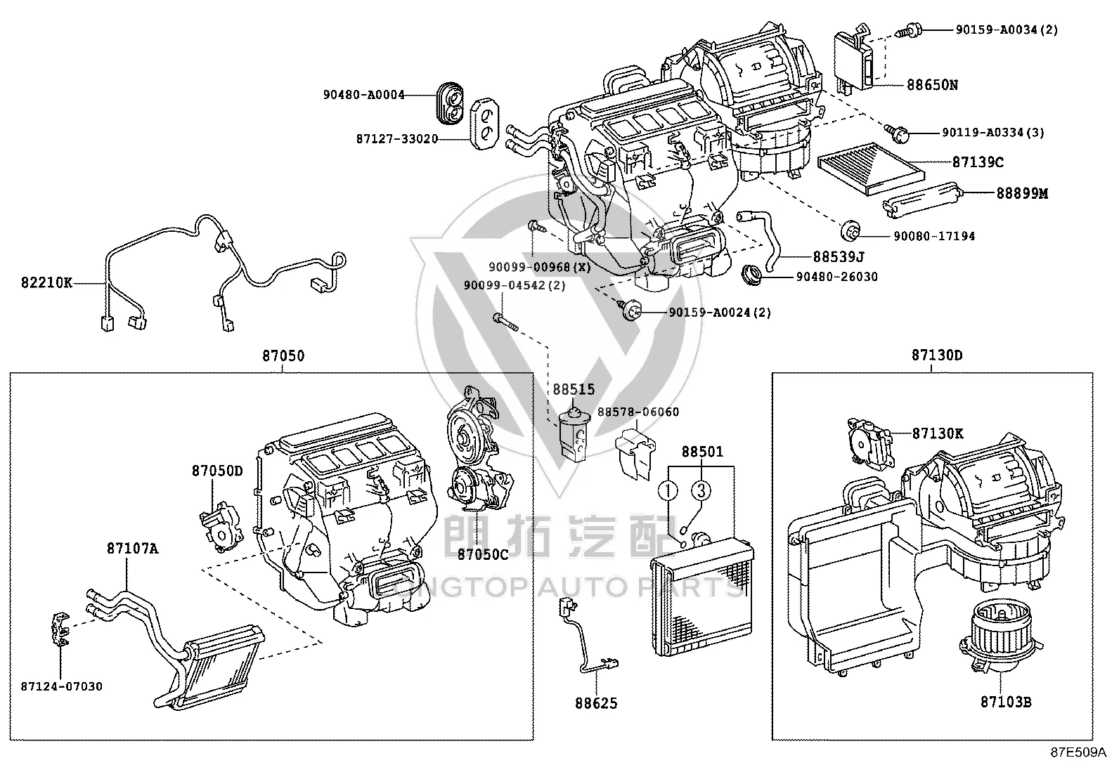 Evaporator Core 88501-06230 for Toyota Avalon