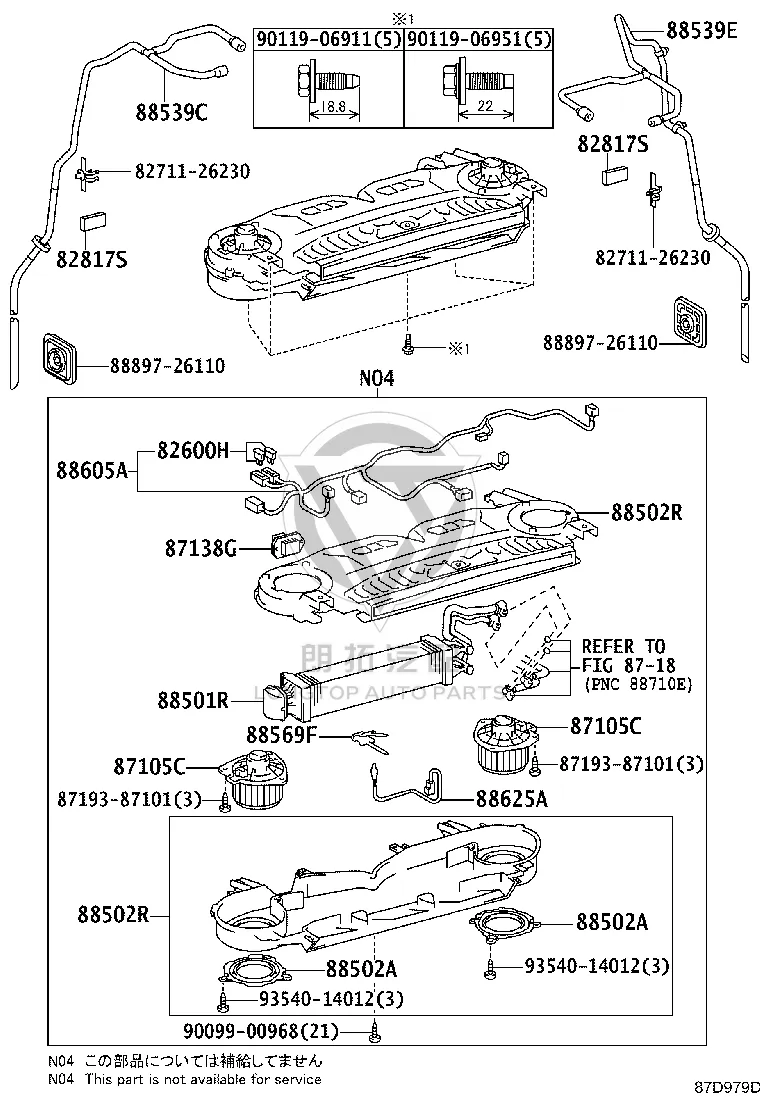 AC Cooling Unit Case Sub-Assembly 88502-26180 for Toyota Hiace
