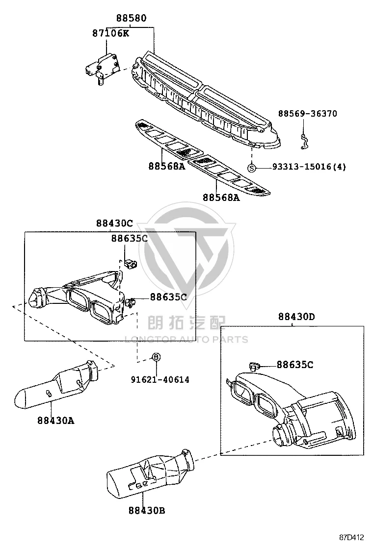 Air filter 88568-36020 for Toyota Coaster