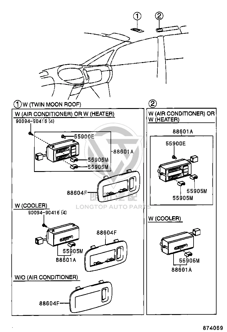 Cooler Control Switch Subassembly 88601-28130B1 for Toyota Previa