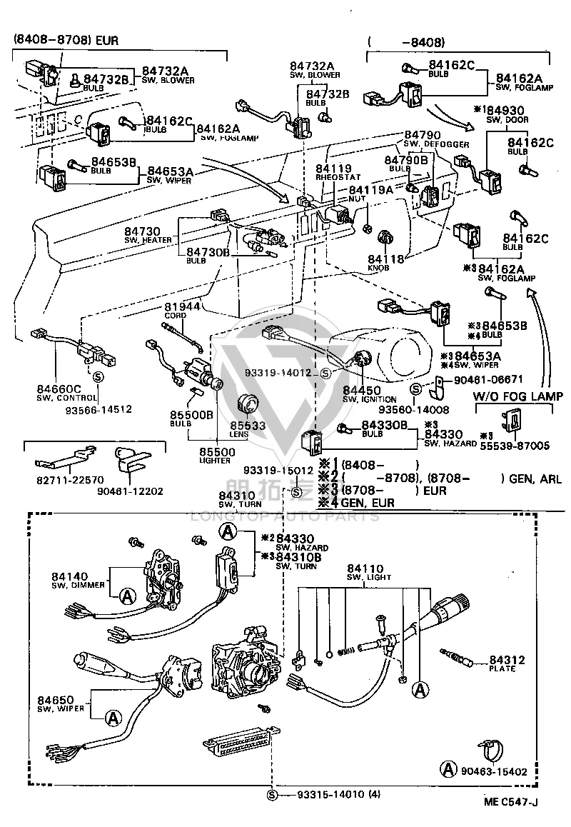 Cooler switch 88610-28010 for Toyota MODEL-F