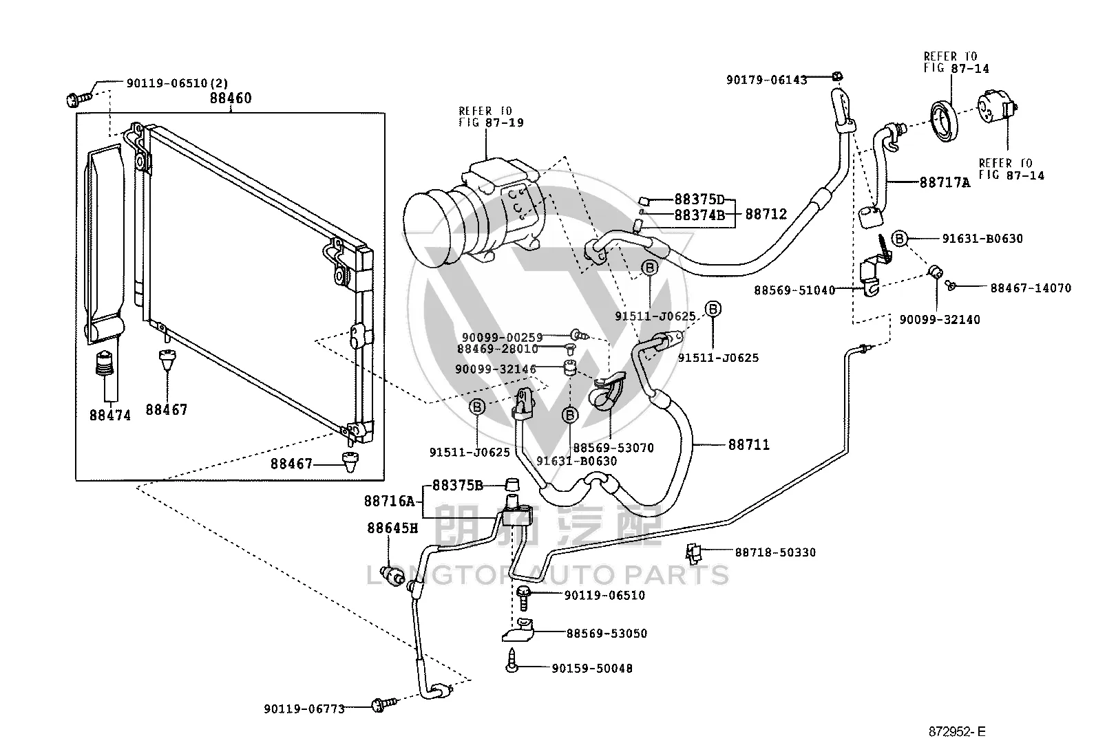 AC Low Pressure Suction Hose 88727-53040 for Toyota Altezza