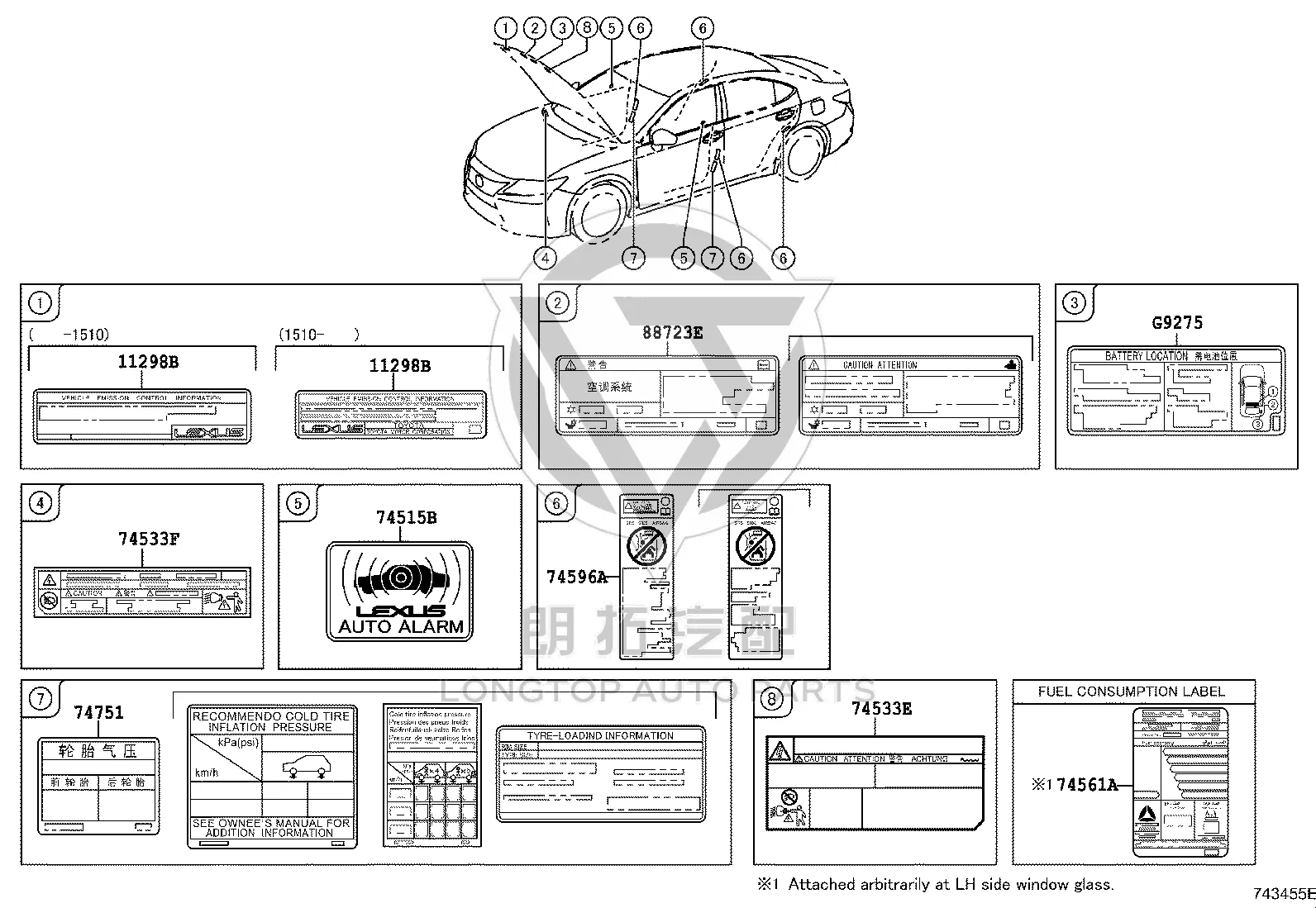 Radiator Warning Label 88723-30190 for Toyota Venza