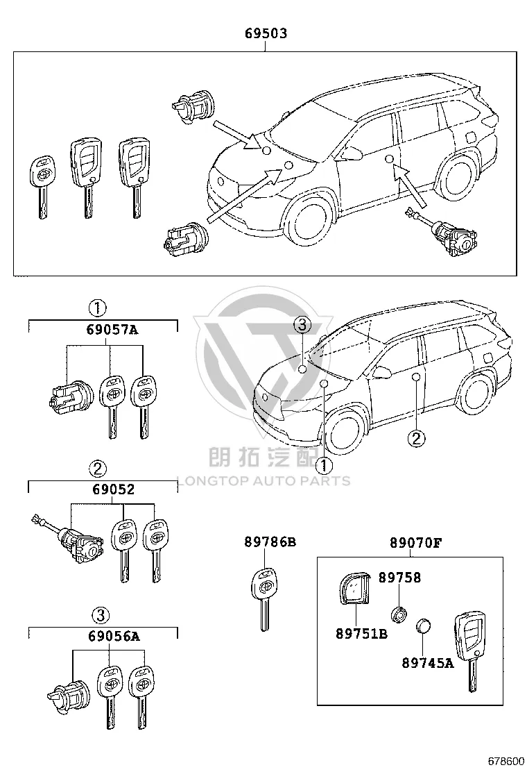 Key (remote control) 89070-0R180 for Toyota Highlander