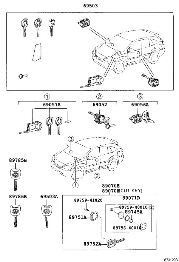 Remote key transmitter 89071-48220 for Lexus RX300