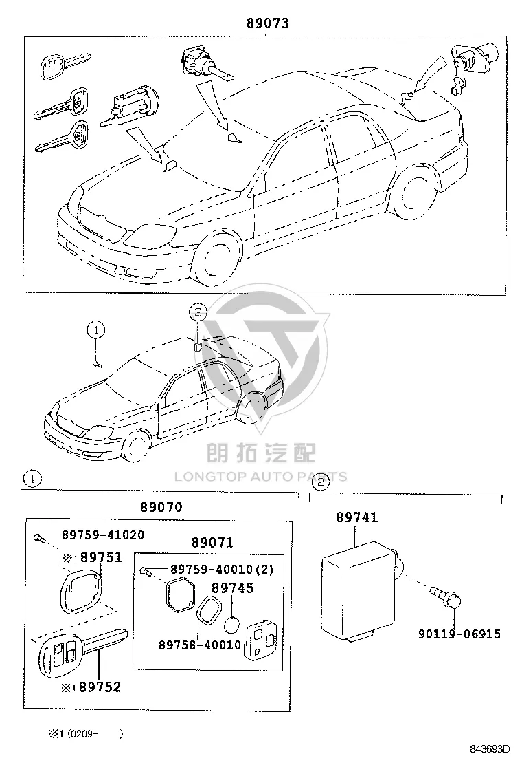Remote key transmitter 89071-60030 for Toyota PICNIC