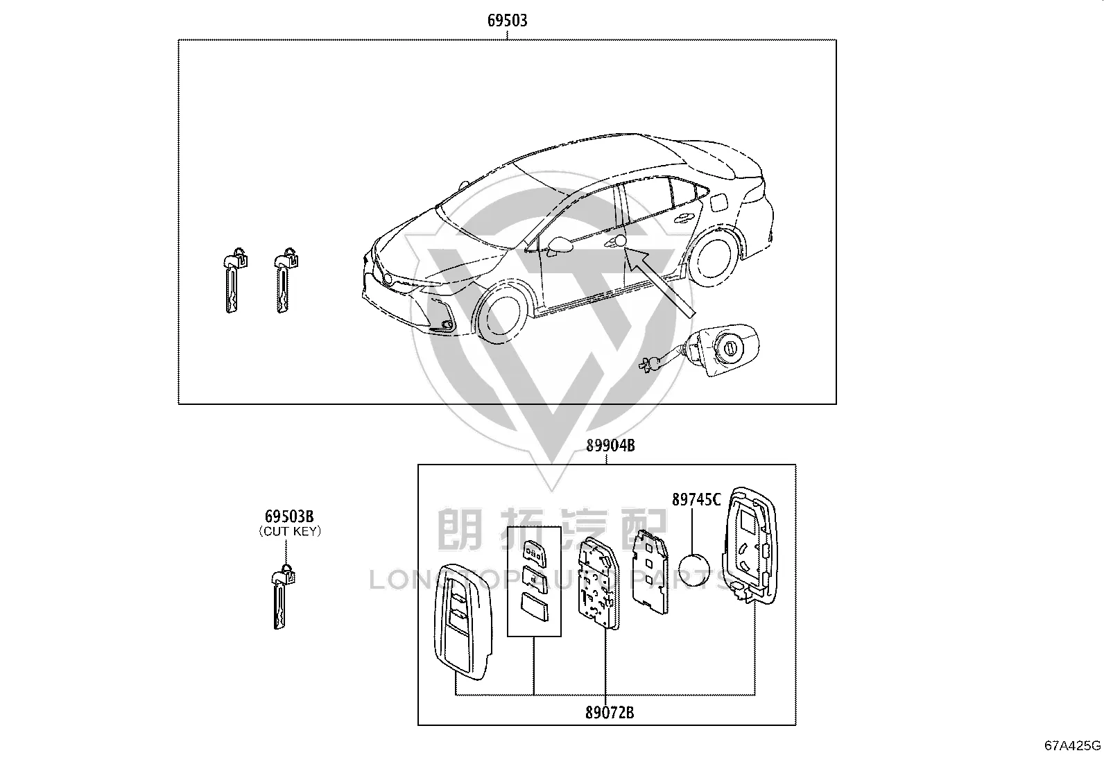 Ignition Key Fob Shell 89072-02840 for Toyota Levin