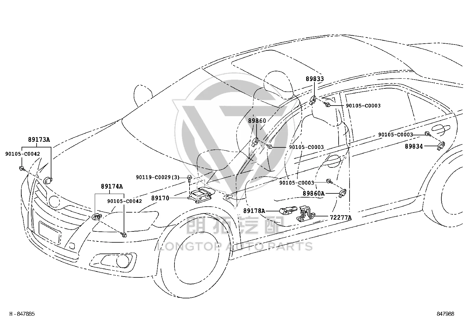 SRS Airbag Control Module 89170-06340 for Toyota Camry