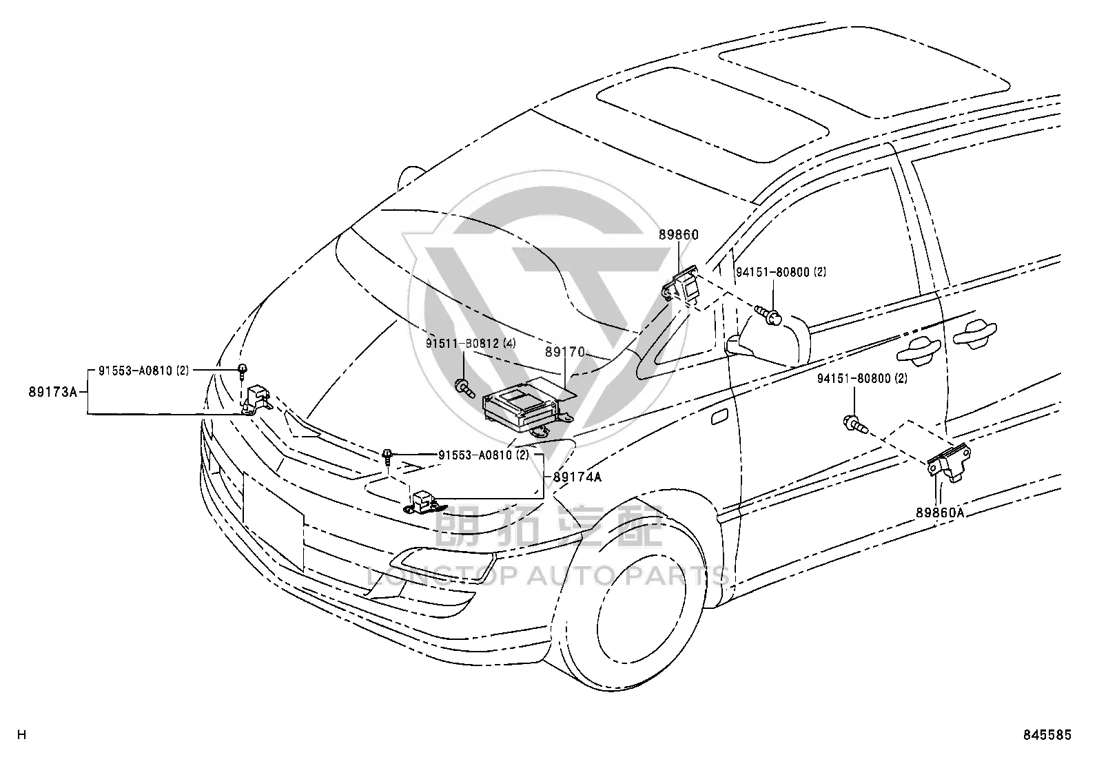 Right Side Airbag Sensor 89860-28020 for Toyota Previa