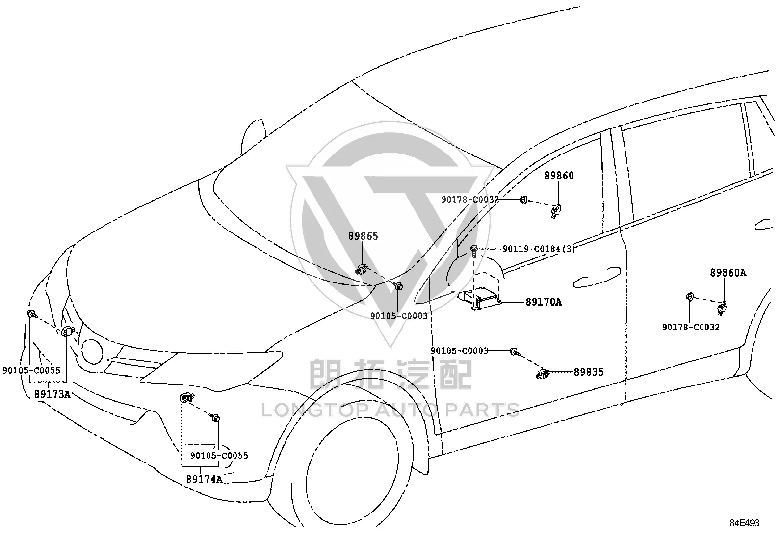 Right Side Airbag Sensor 89831-0R110 for Toyota RAV4