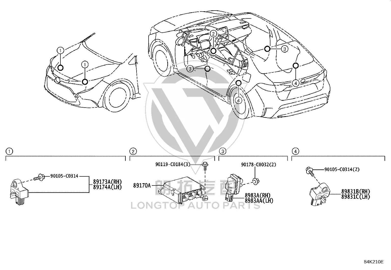 Front Airbag Sensor (Right) 89173-09C80 for Toyota C-HR