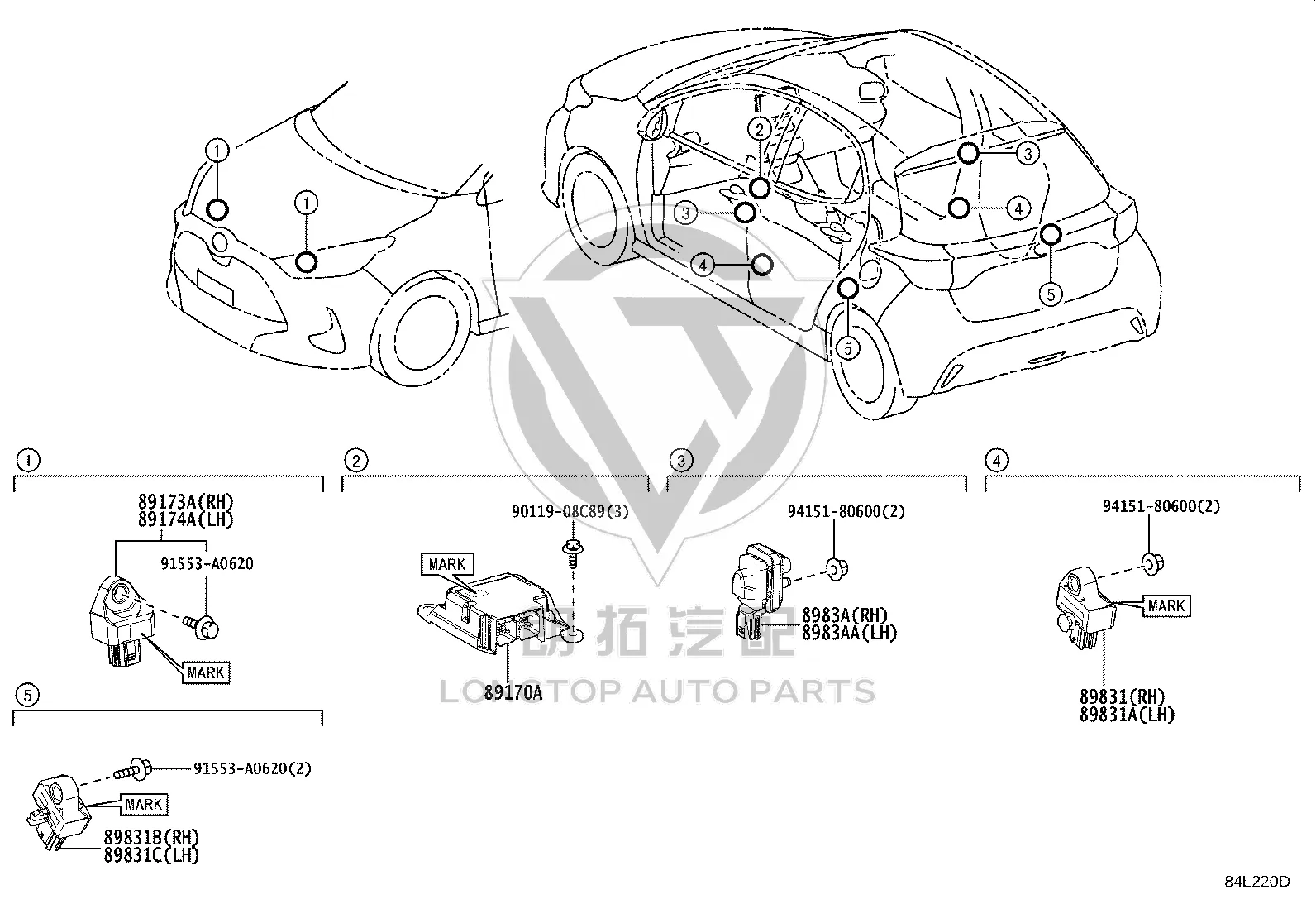 Front Airbag Sensor Left 89173-59415 for Toyota Alphard