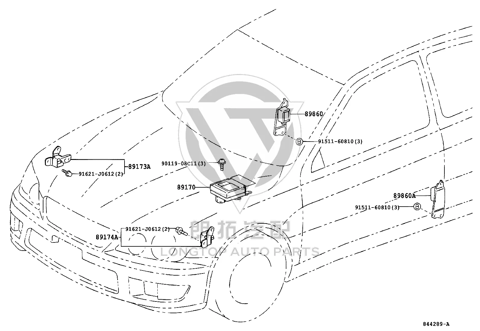 Left Front Airbag Impact Sensor 89174-59125 for Toyota ALTEZZA